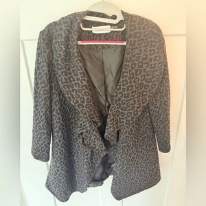 Calvin Klein Leopard Print Open Blazer Shawl Collar Size 14